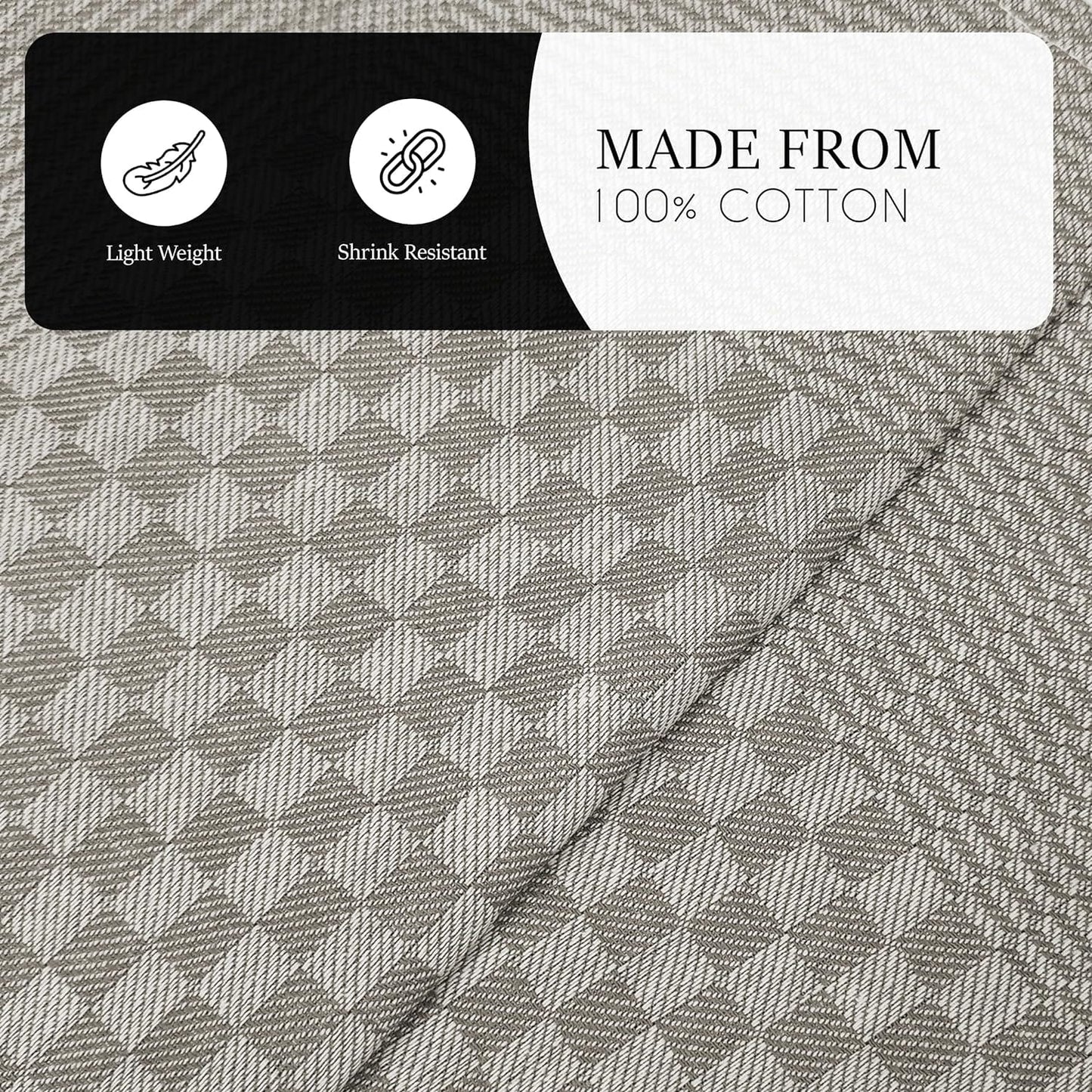 Pack of 5 Large 100% Cotton Tea Towels | Quick Dry | Classic Check Pattern | 90 x 50 cm