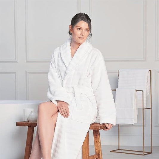 Hydro Ribbed Hooded Bath Robe | 100% Cotton | Unisex | With Pockets & Belt | S-M & L-XL | 4 Colours