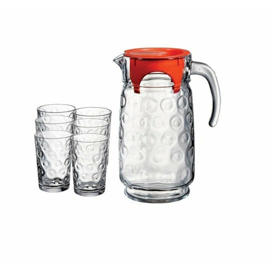 Pasabahce Rings 6 Pcs Beverage Glass Set + Water Jug 1650 ml
