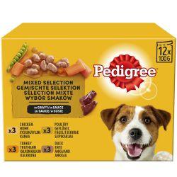Pedigree Adult Wet Dog Food Pouches Mixed in Gravy 12 x 100g - Case of 4