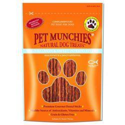 Pet Munchies 100% Natural Wild Salmon and Sweet Potato Dental Sticks - Case of 8