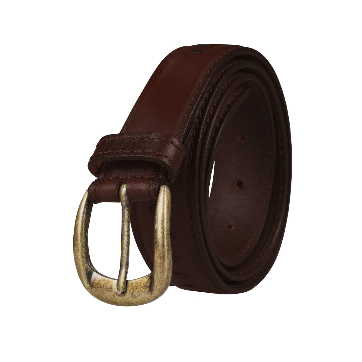 Cinturón Outback de piel plena flor de puntada recta de 3,18 cm de ancho
