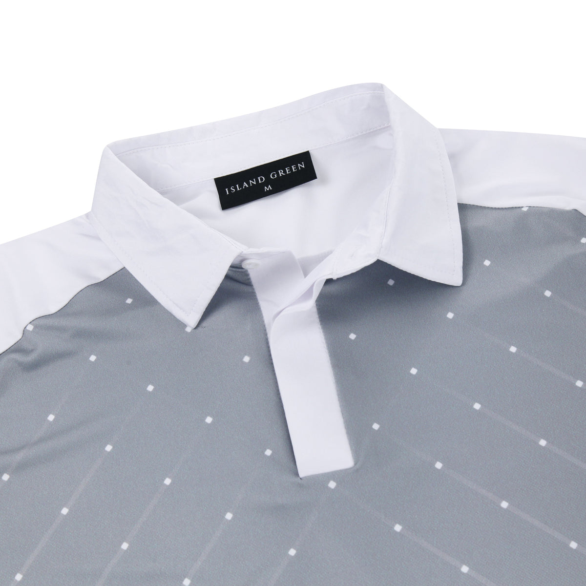 Polo de golf deportivo con estampado geométrico verde Island