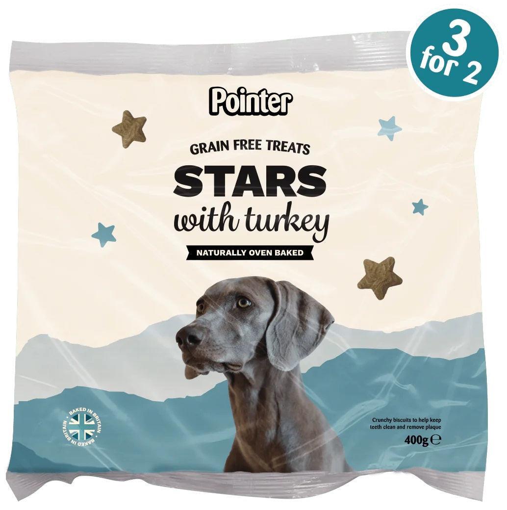 Pointer Stars with Turkey Grain Free Dog Treats 400g - Case of 6