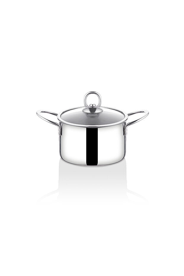 Protico Stainless Steel Casserole Pot with Glass Lid 12cm