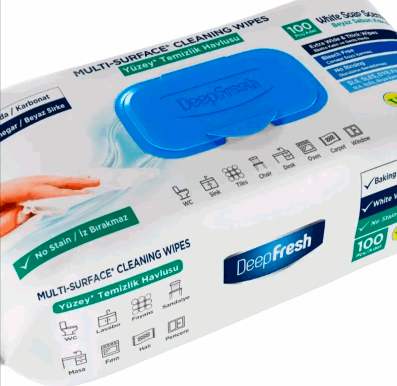 DeepFresh multi-surface cleaning wipes 100 pack fresh scent pre-moistened durable