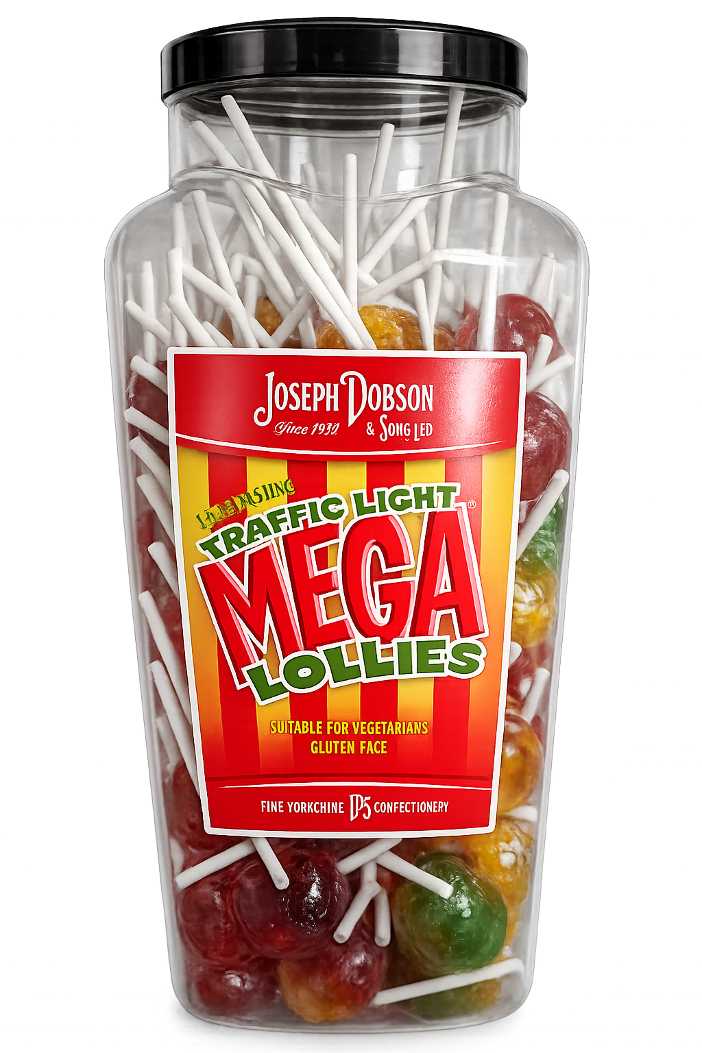 Traffic Light dobsons Mega Lollies – Retro Fruity Lollipop Tub