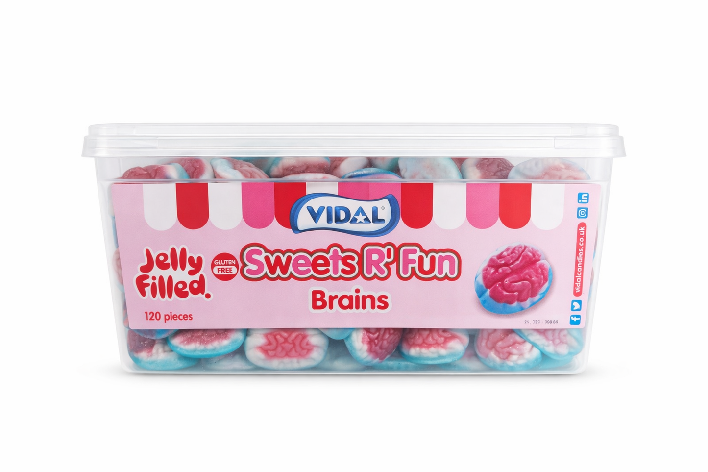 Vidal Jelly-Filled Brain Gummies – 120 Stück Dose | Großhandel Süßigkeiten zum Selbstzusammenstellen