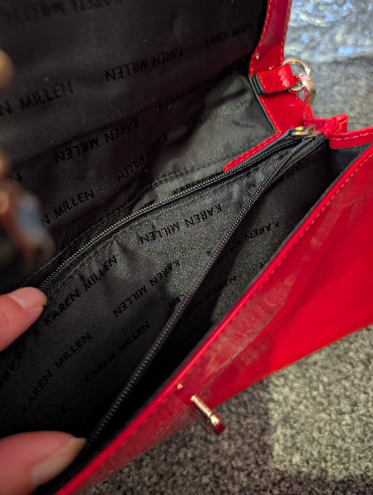 Karen Millen Red Patent Leather Crossbody Bag brand new