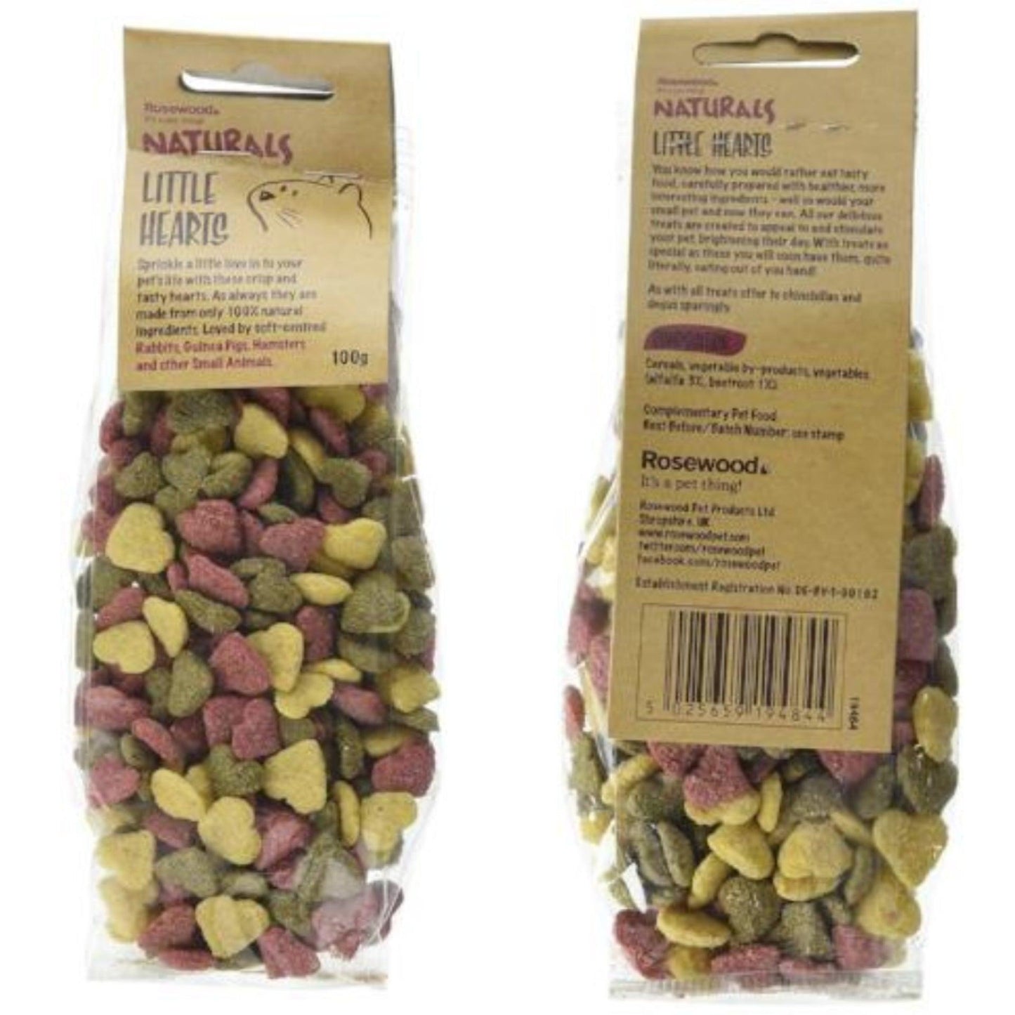 Rosewood Naturals Little Love Hearts Small Animal Treats 100g