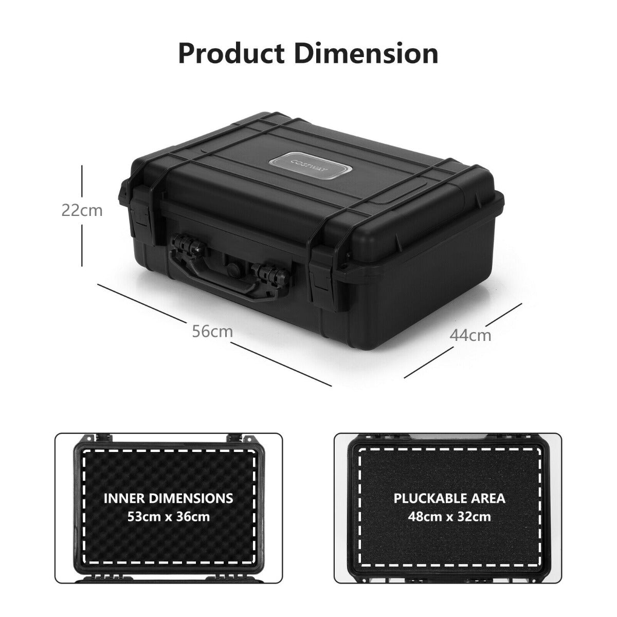 Portable Waterproof Hard Case with Customizable Foam Insert-34 x 31 x 16 cm