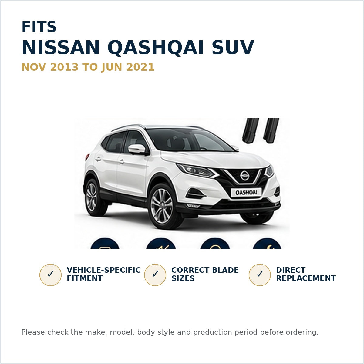 NISSAN QASHQAI SUV Nov 2013 to Jun 2021 Wiper Blade Set
