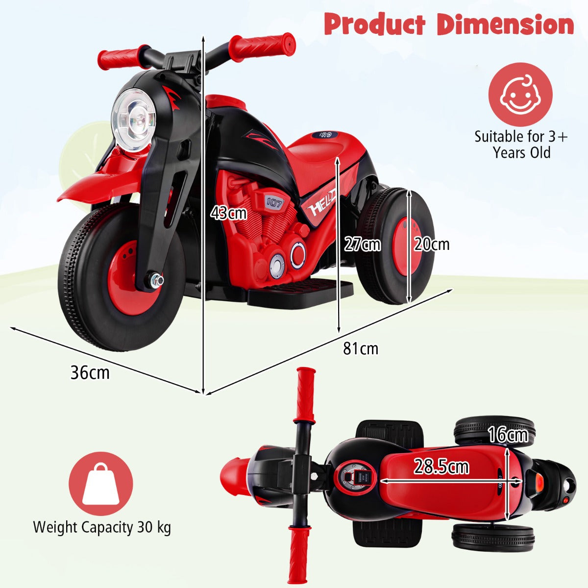 6V Electric Kid Ride on Motorcycle with Bubble Maker-Beige
