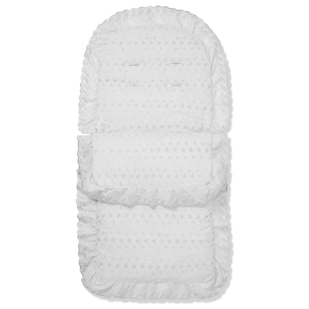 Saco de capazo / pies calientes universal con bordado inglés - Sirve para todos los cochecitos, sillas de paseo y carritos