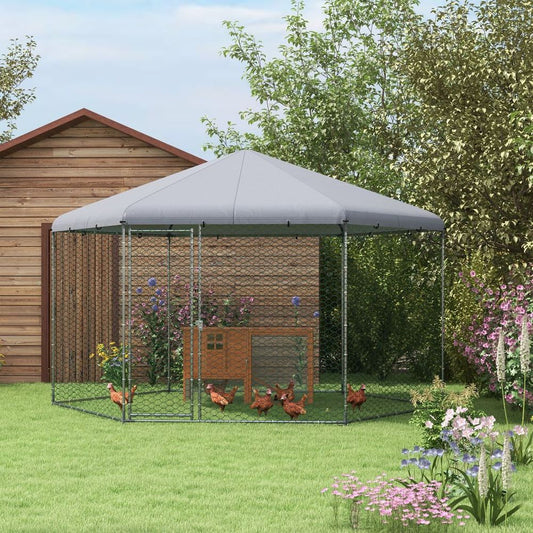 PawHut Walk-In Chicken Run | Large Outdoor Enclosure for 10–15 Chickens, Rabbits & Ducks
