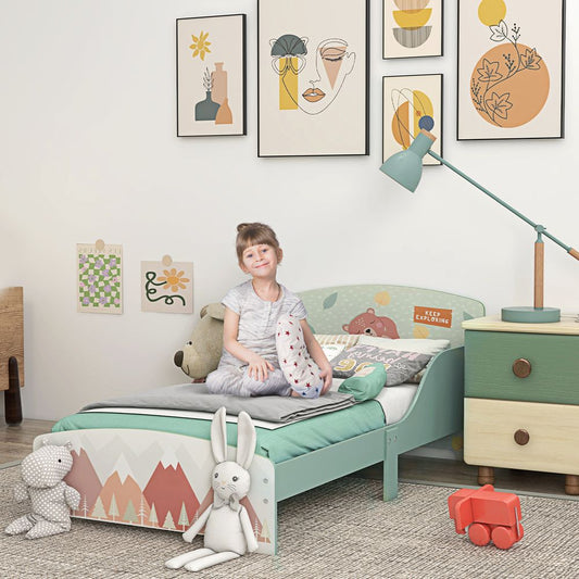 ZONEKIZ Toddler Bed Frame | Kids Bedroom Furniture | Ages 3–6 | Green