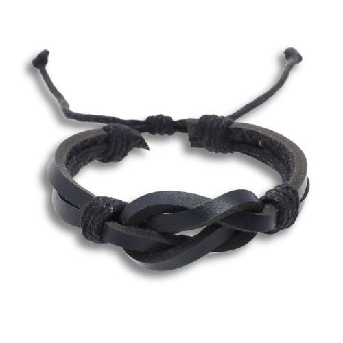 Black Leather Retro Knot Bracelet