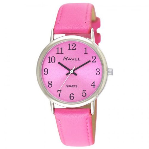 Ravel Ladies Classic Brights Bright Pink Leather Strap Watch