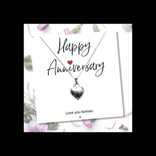 Heart Necklace & Anniversary Message Card