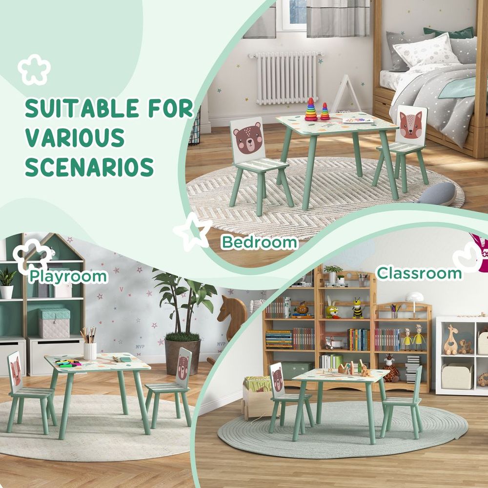 Kids Table and Chairs Set with 2 Chairs | Green | Ages 3–8