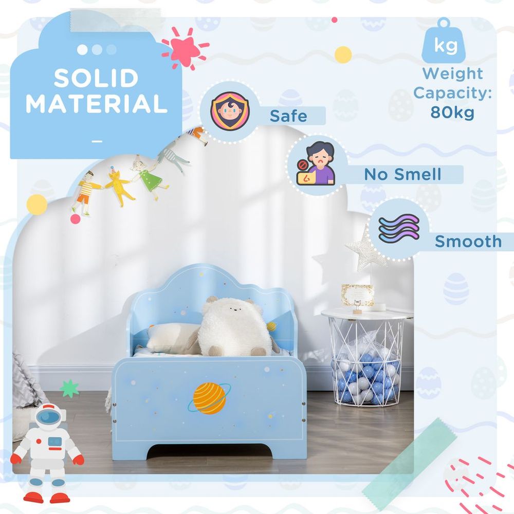 ZONEKIZ Toddler Bed with Space-Themed Patterns | Ages 3–6 | Boys & Girls