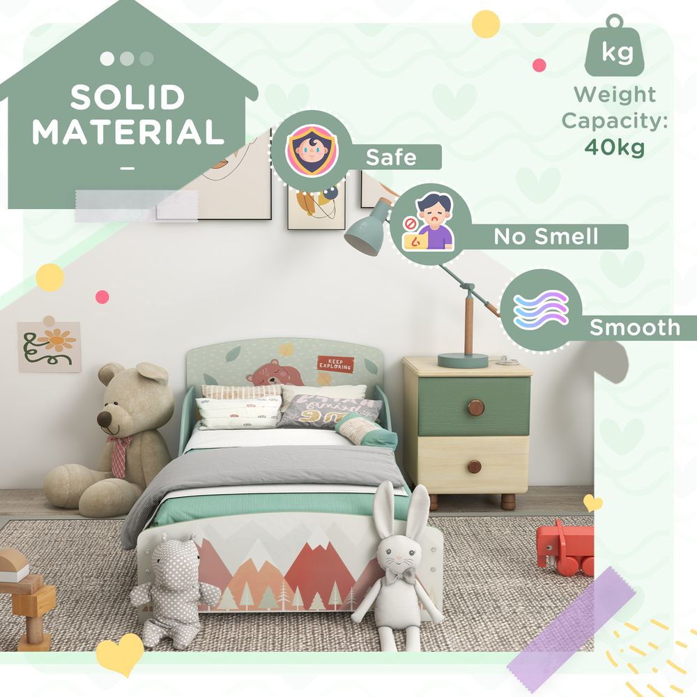 ZONEKIZ Toddler Bed Frame | Kids Bedroom Furniture | Ages 3–6 | Green