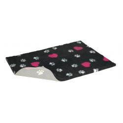 Vetbed Non Slip Charcoal with Cerise Hearts and White Paws