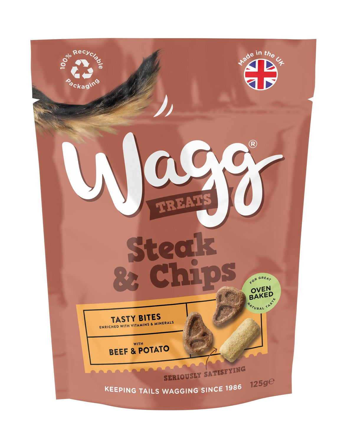 Wagg Steak and Chip Tasty Bites 125g - Case of 7