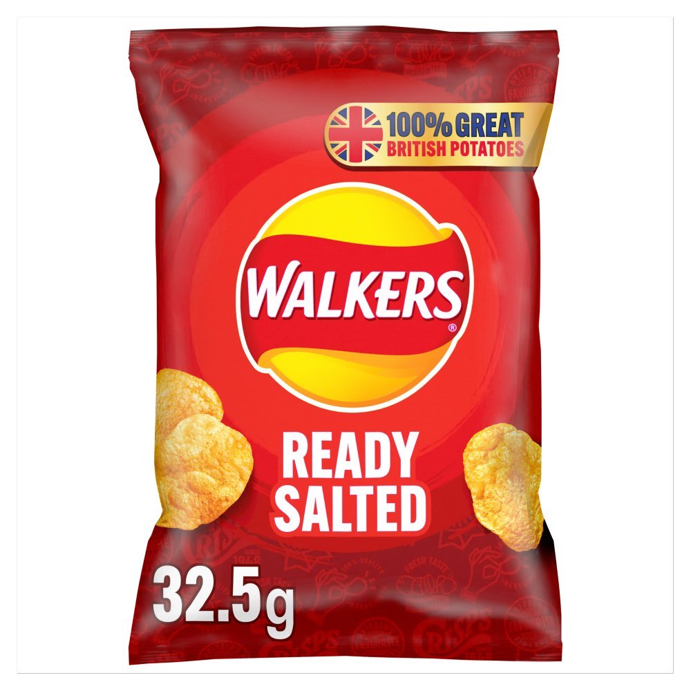 Walkers Ready Salted Crisps 32.5g – Box of 32 Packs