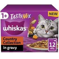 Whiskas 1+ Country Collection Mix Adult Wet Cat Food Pouch in Gravy 12 x 85g - Case of 4