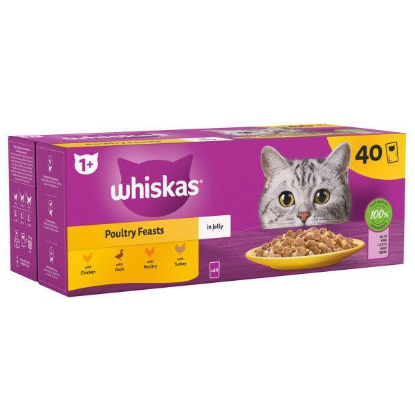 Whiskas Adult 1+ Poultry Feasts in Jelly Pouches 40 x 85g - Case of 40