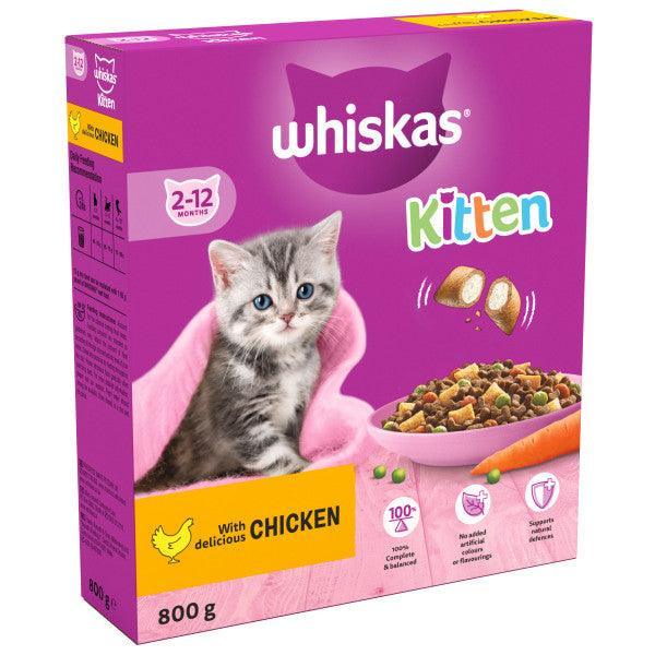 Whiskas Dry 2-12 Month Kitten Chicken 800g - Case of 5