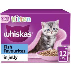 Whiskas Kitten 2-12 month Fish Favourites in Jelly Pouches 12 x 85g - Case of 4