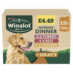 Winalot Sunday Dinner Pouches Mixed in Gravy 12 x 100g - Case of 4