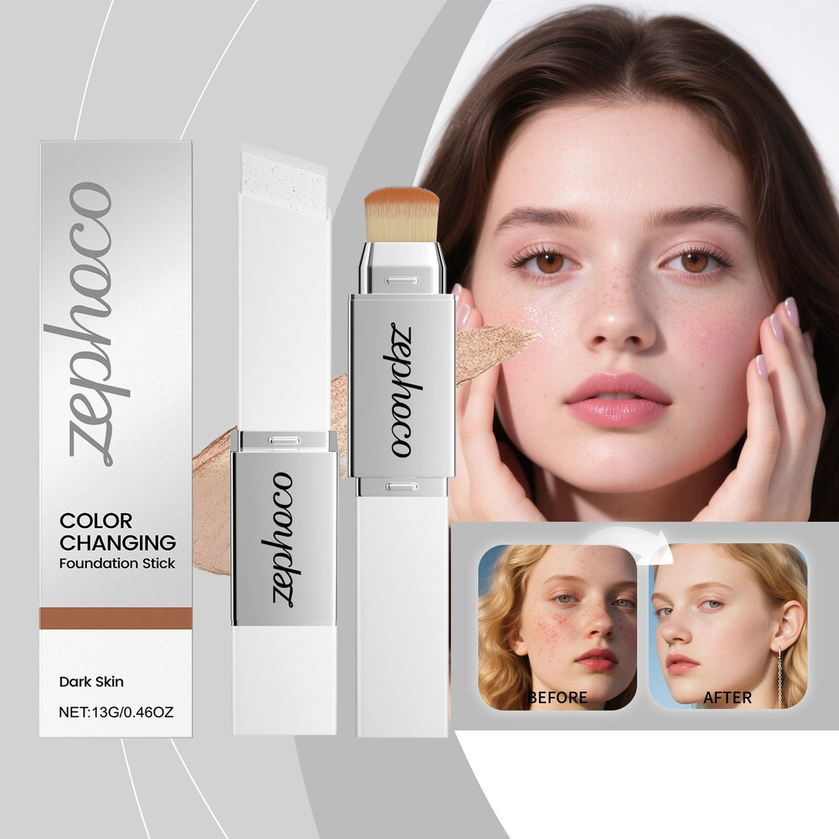 2-in-1 Color-Changing Foundation Stick Deep Skin Tone