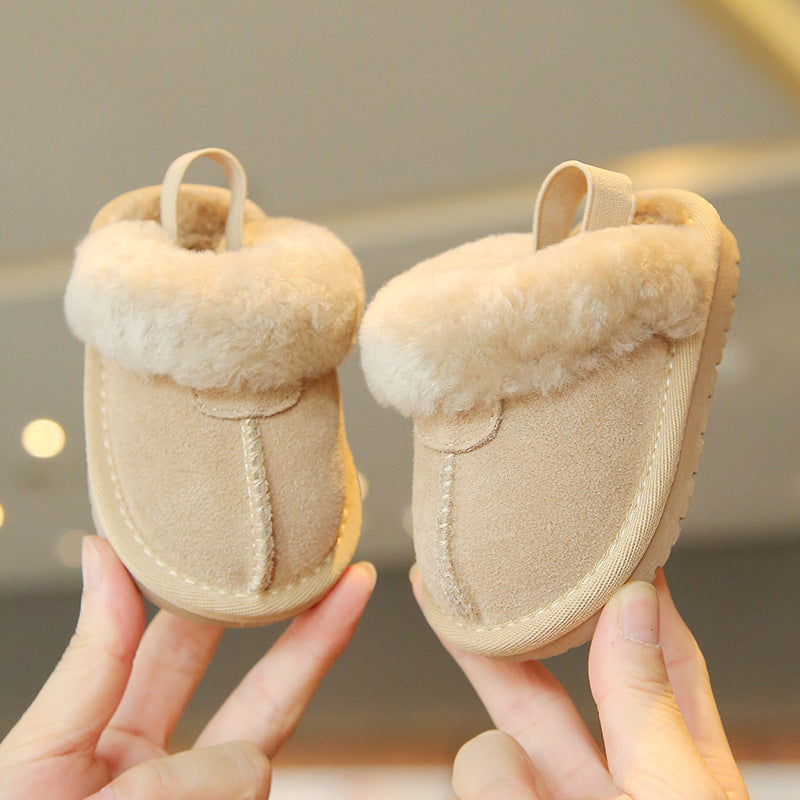 Suede Fleece-lined Cotton Shoes For Children's Walking