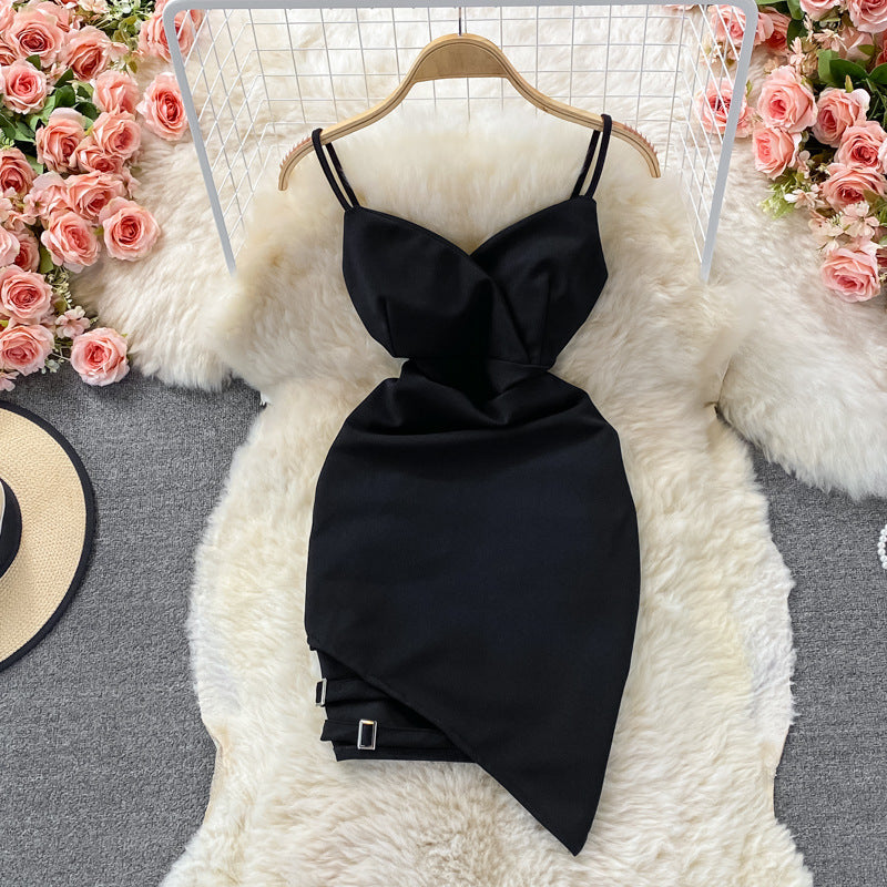 Backless V-neck New Temperament Slim Sleeveless Suspender Dress