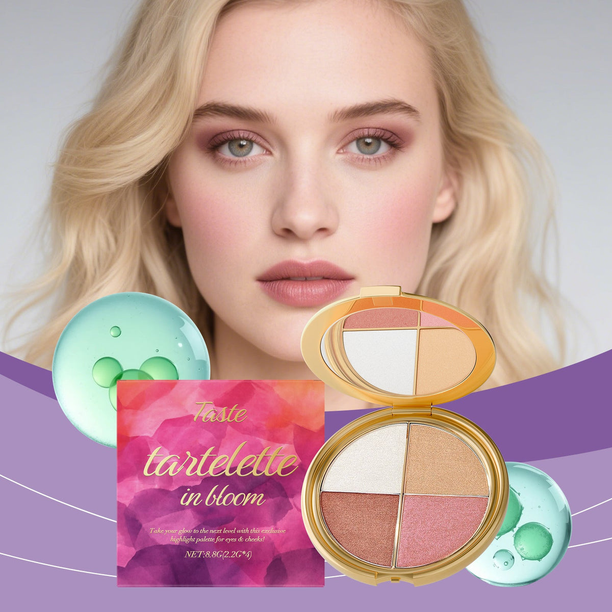 Highlighter, Eyeshadow, And Blush Palette 8.8g