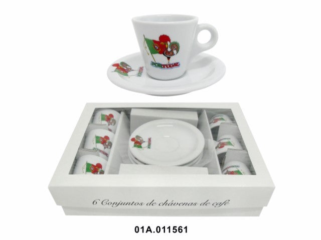PORCELANA  - SET OF 6 LAVAZA COFFEE CUPS, GALO/BAND 6CM