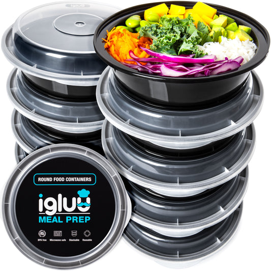 Round Airtight Food Storage Containers with Lids - 828ml | Reusable Meal Prep Pots