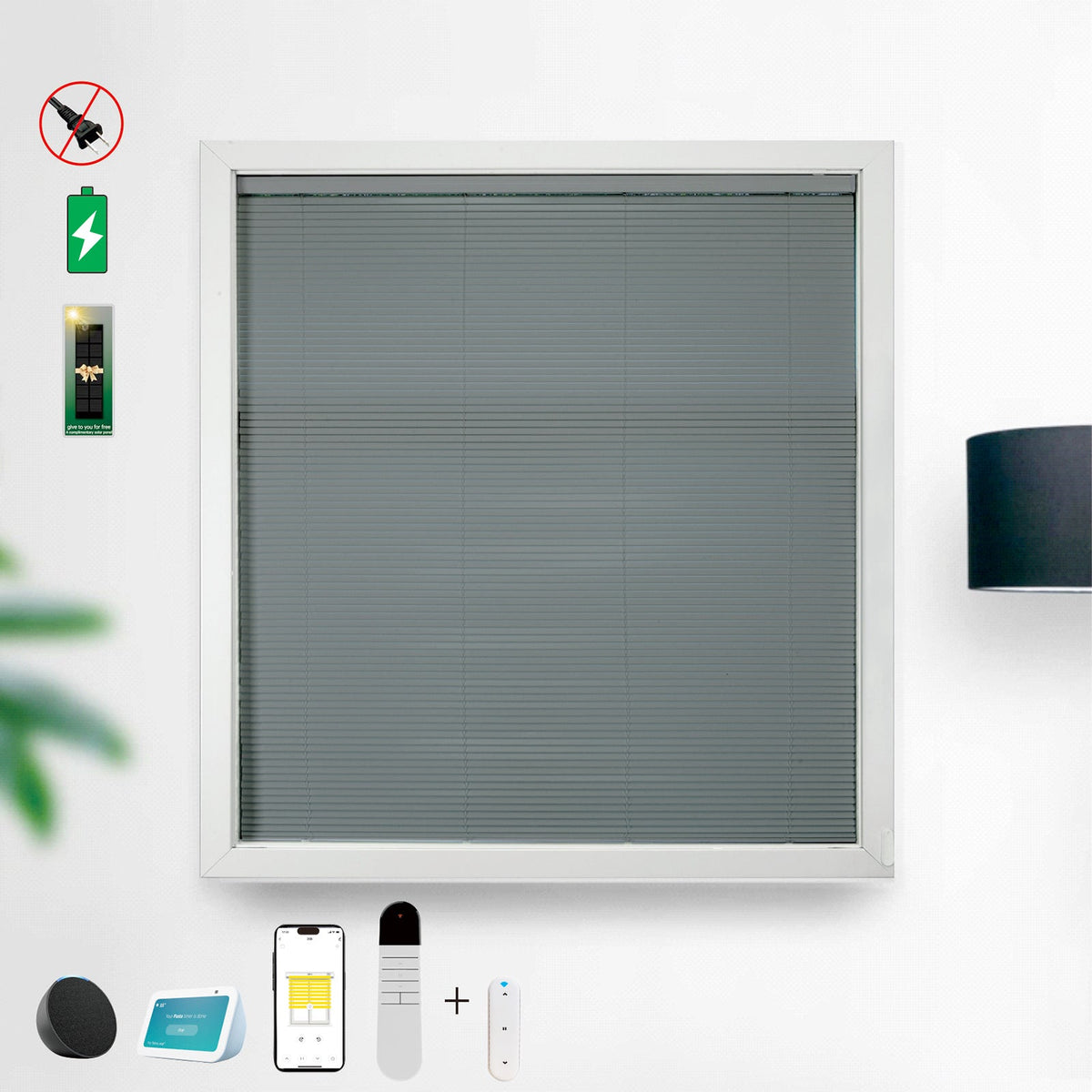 Paired With 15 Channel Remote Control And Solar Charging Panel, Electric Blinds, Intelligent Remote Blinds, Silent Motor, Cordless Sunshade, Dimmable Blinds