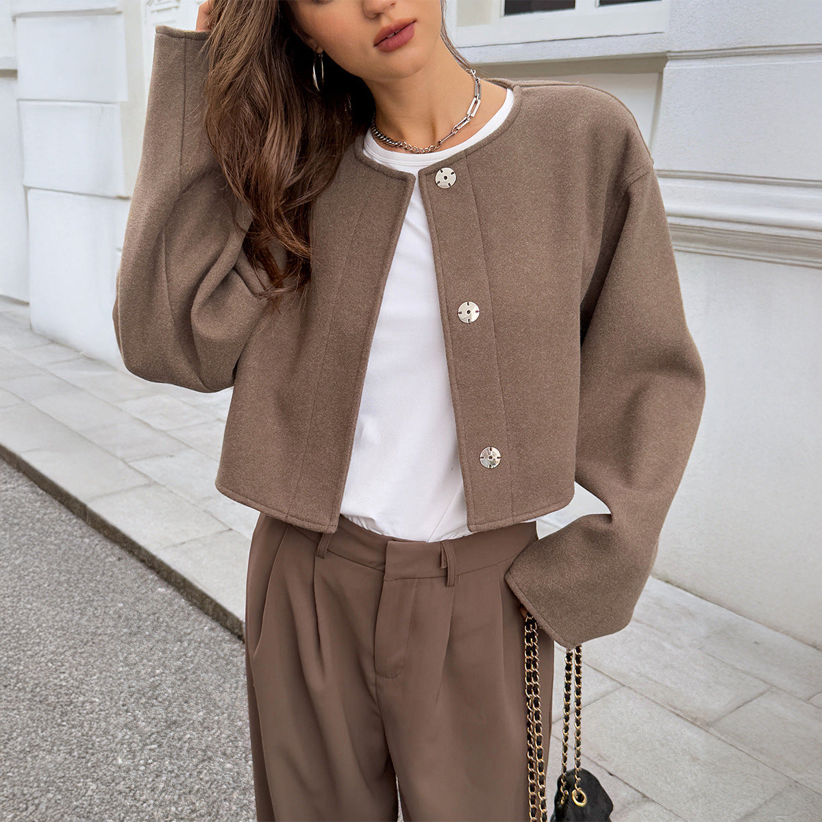 Women's Solid-color Long-sleeve Jacket