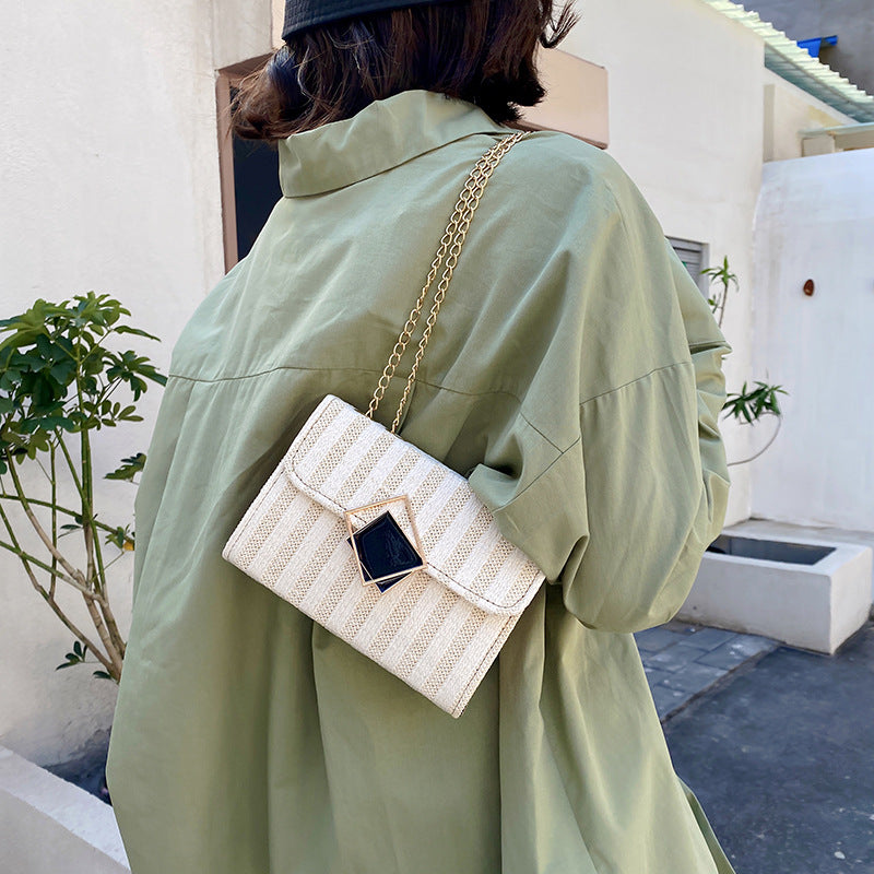 Fashionable ShoulderCrossbody Bag For Women, Korean-Style Small Square Bag With Chain