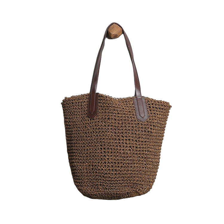 Women's Fashion Simple Large Capacity Retro Straw Bag