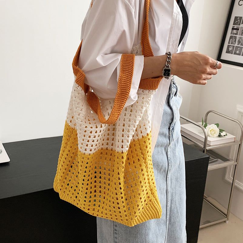 Simple Retro Hollow Knitted Handbag Shoulder Bag