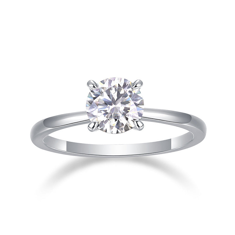 S925 Sterling Silver Moissanite Four-Prong