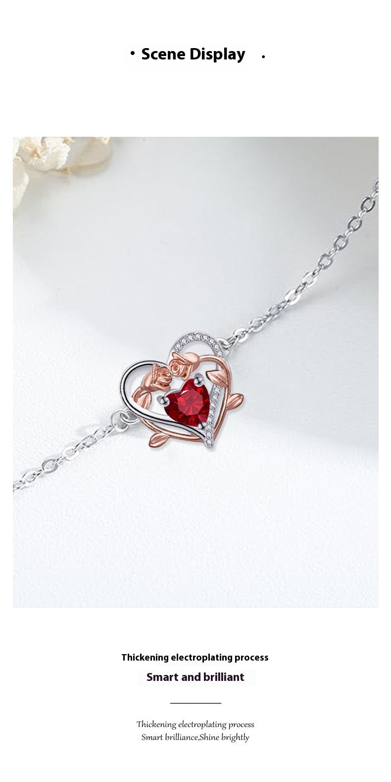 Heart-Shaped Rose Bracelet | Elegant Copper Floral Bangle