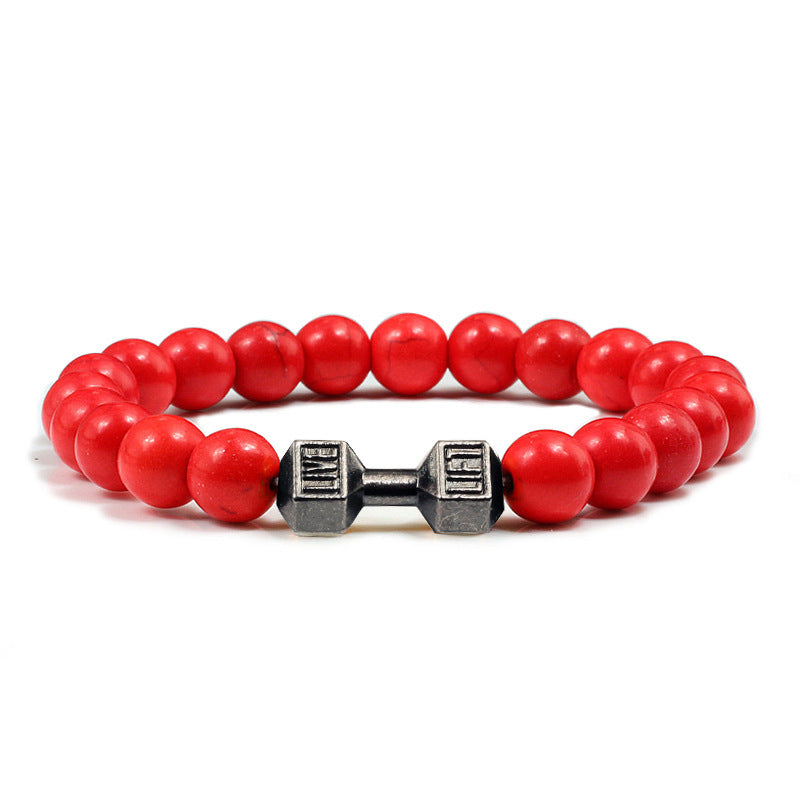 Turquoise Energy Healing Bracelet - Gun Black Barbell Bead Bracelet for Men & Women | Natural Stone Jewelry