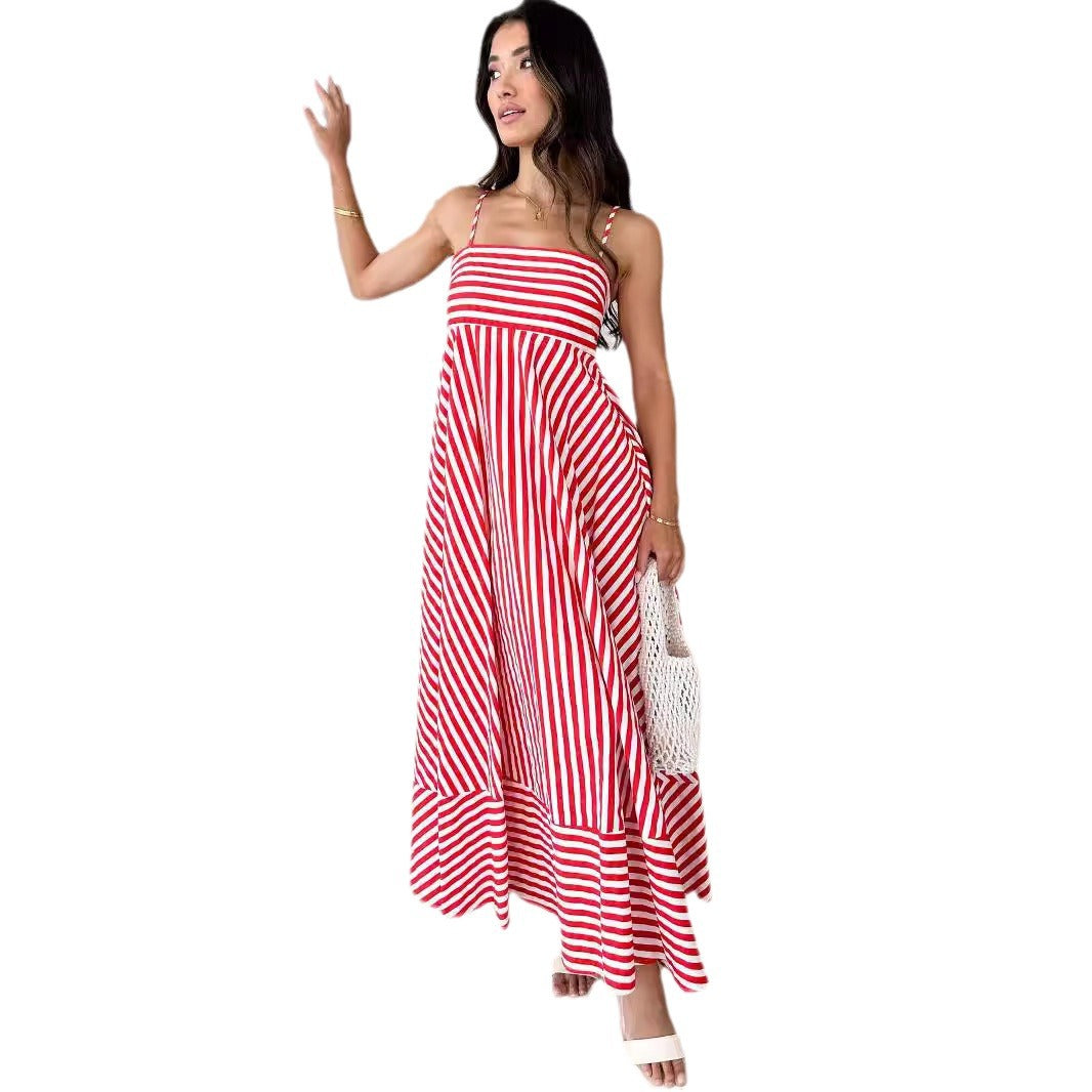 Summer Fashion Printed Backless Sling Dress