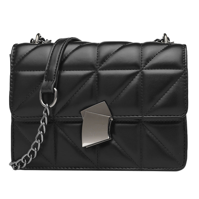 Leather Rhombus Chain Shoulder Messenger Bag